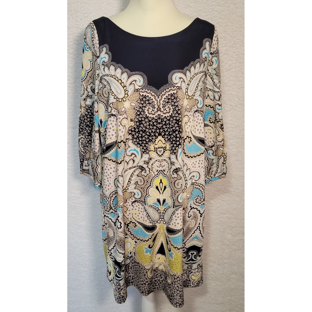 Etcetera Womens Dress Size 10 Knee Length 3/4 Sleeve Geometric 1469